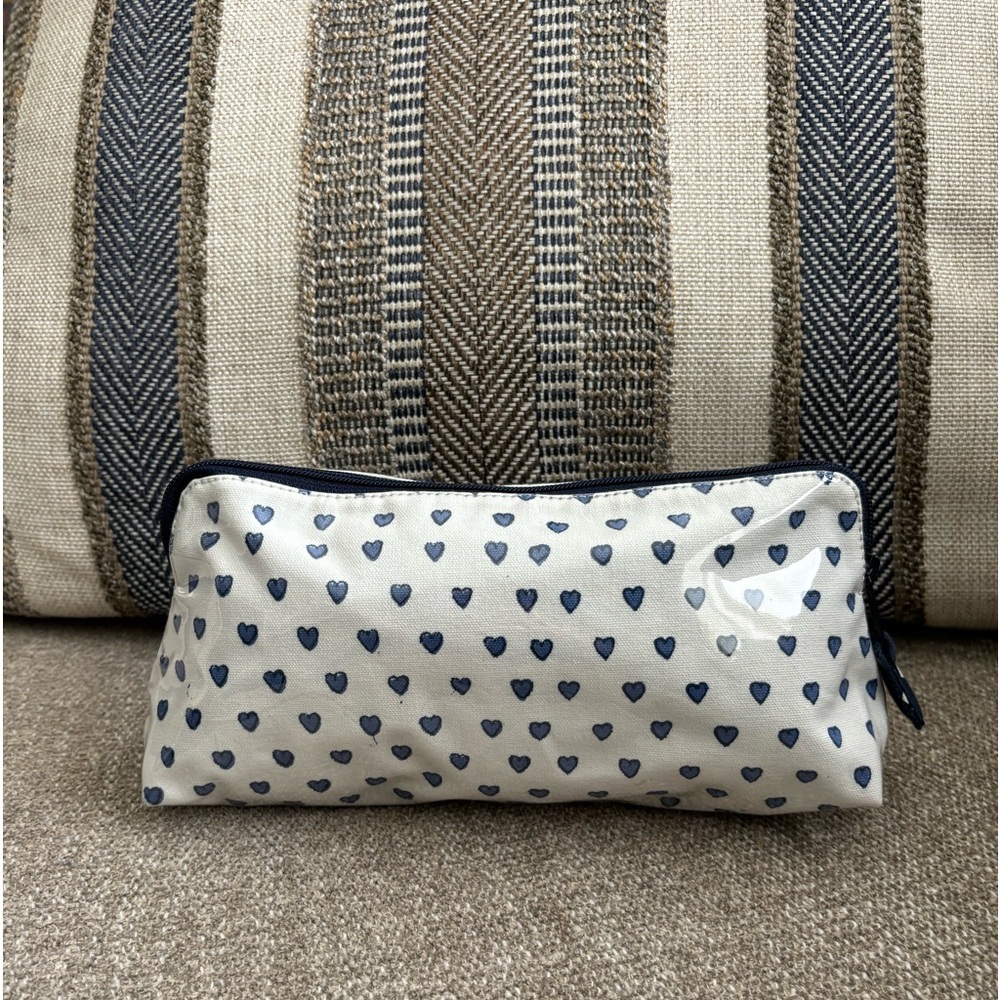 ✨ROLLER RABBIT Blue Hearts Makeup Pouch Pencil Case